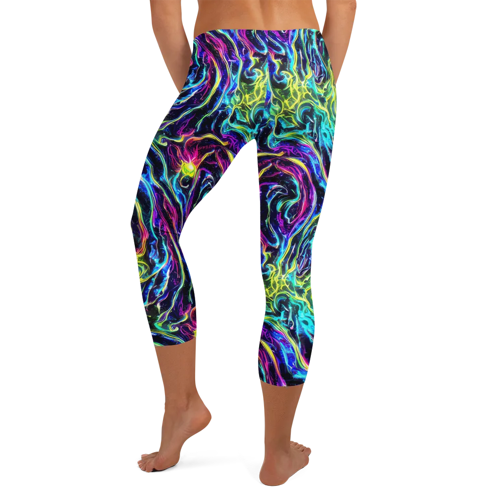 Prismatic Wildfire on Capri Leggings — Back