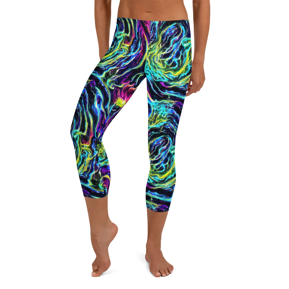 Prismatic Wildfire on Capri Leggings — Front