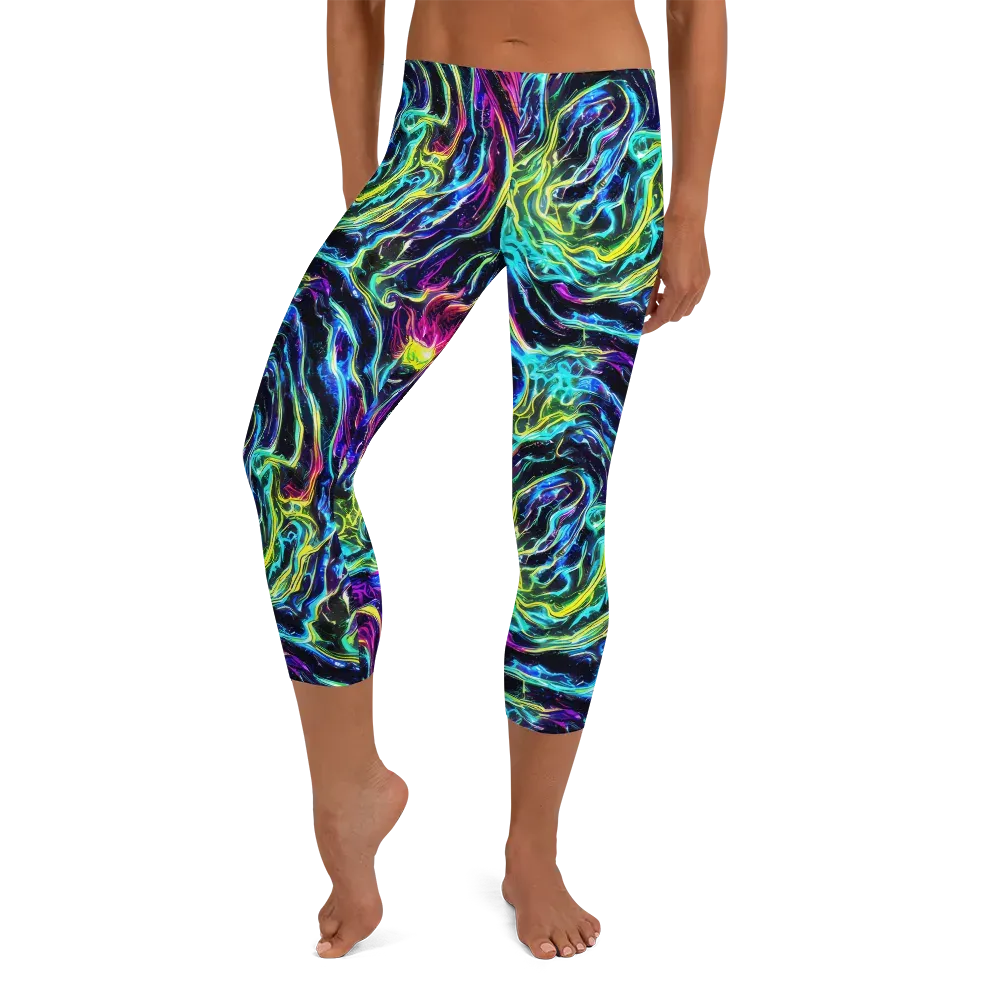 Prismatic Wildfire on Capri Leggings — Front