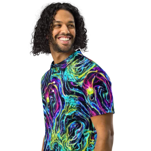 Prismatic Wildfire on a Men's Slim Fit Polo Shirt