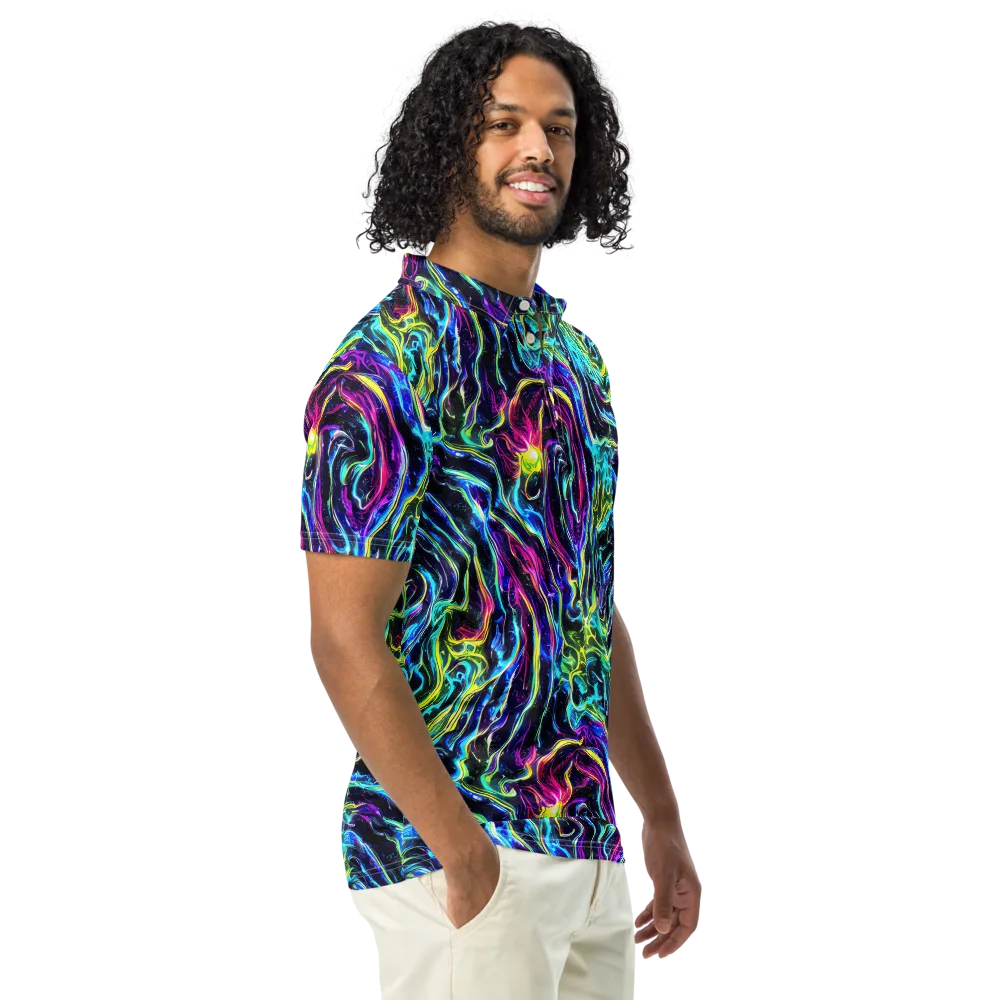 Prismatic Wildfire on Men's Slim Fit Polo Shirt — Right Front