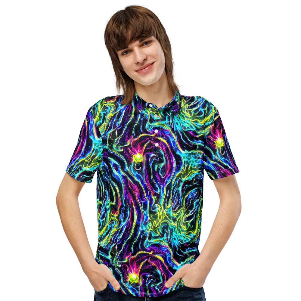 Prismatic Wildfire on Men's Slim Fit Polo Shirt — Front