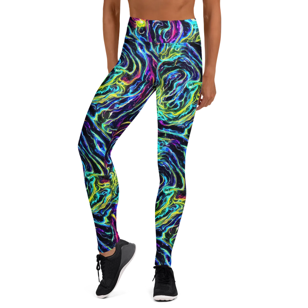 Prismatic Wildfire on Yoga Leggings — Front