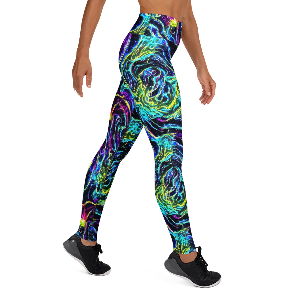 Prismatic Wildfire on Yoga Leggings — Right