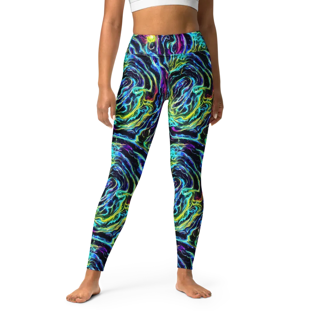 Prismatic Wildfire on Yoga Leggings — Front