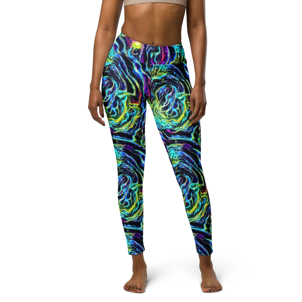Prismatic Wildfire on Yoga Leggings — Front