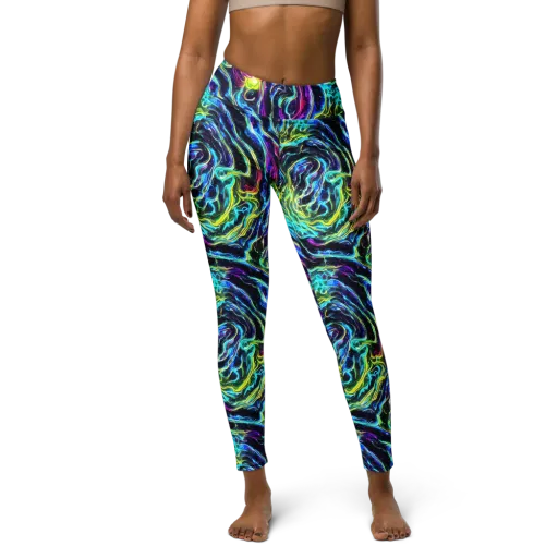 Prismatic Wildfire on a Yoga Leggings