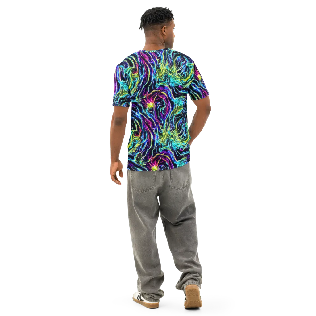 Prismatic Wildfire on Men's Cotton Crew Neck T-Shirt — Back