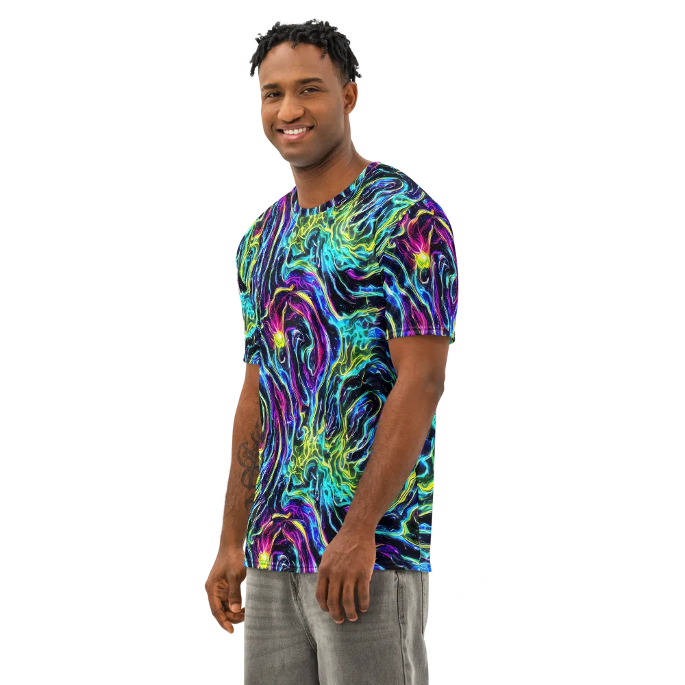 Prismatic Wildfire on Men's Cotton Crew Neck T-Shirt — Left Front