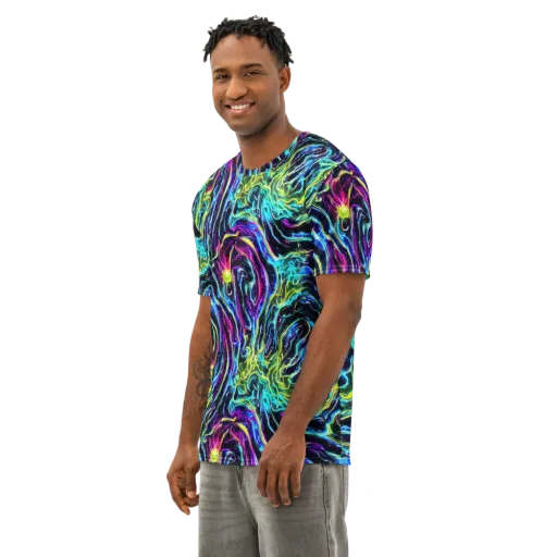 Prismatic Wildfire on a Men's Cotton Crew Neck T-Shirt