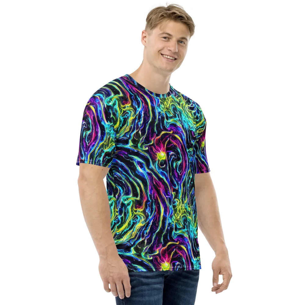 Prismatic Wildfire on Men's Crew Neck T-Shirt — Right