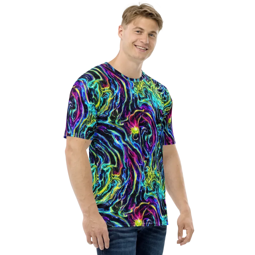 Prismatic Wildfire on Men's Crew Neck T-Shirt — Right
