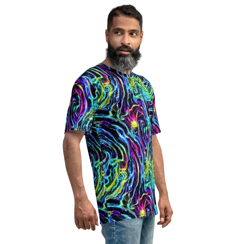 Prismatic Wildfire on Men's Crew Neck T-Shirt — Right