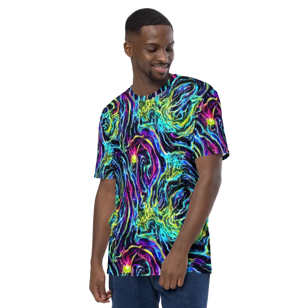 Prismatic Wildfire on Men's Crew Neck T-Shirt — Left