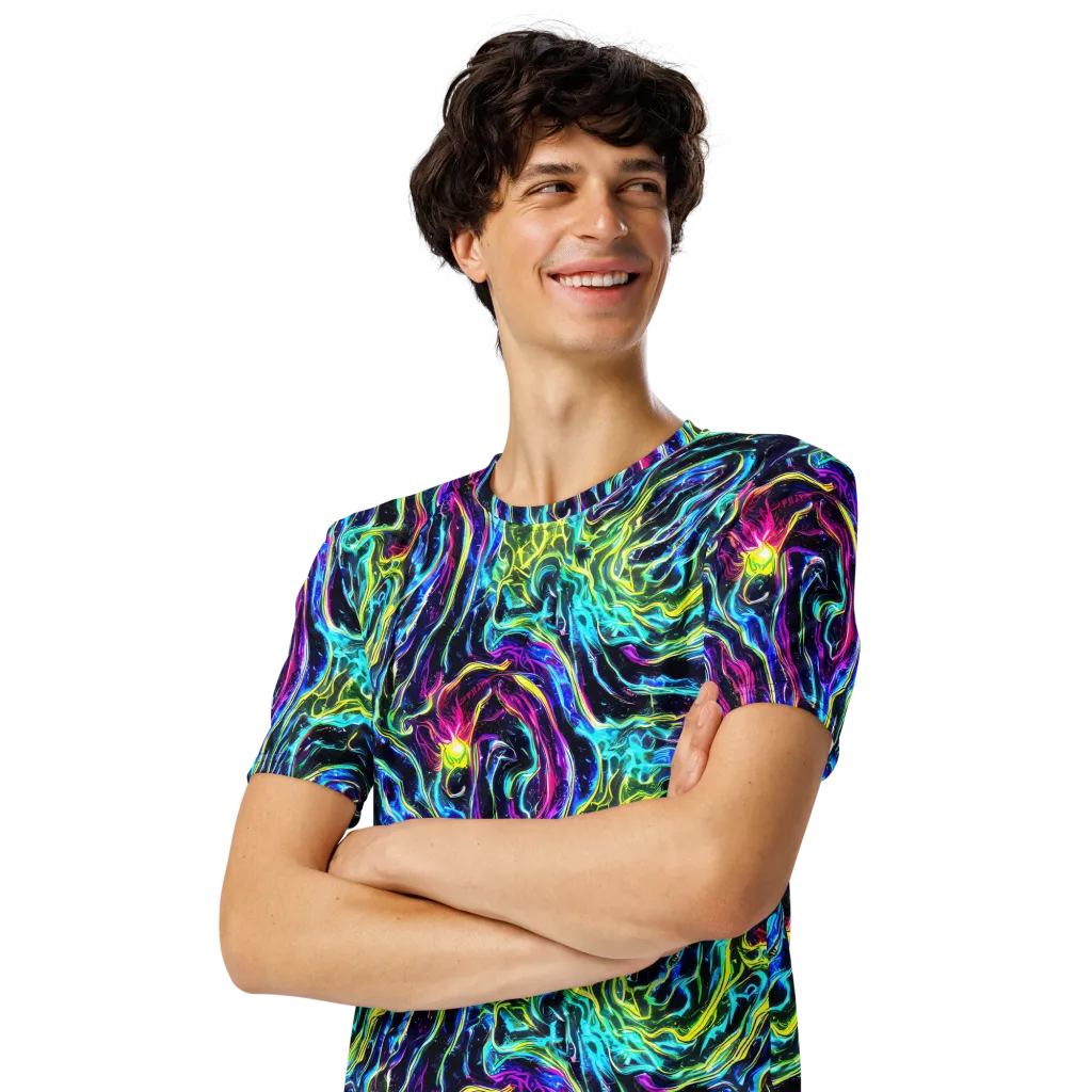 Prismatic Wildfire on Men's Crew Neck T-Shirt — Left Front
