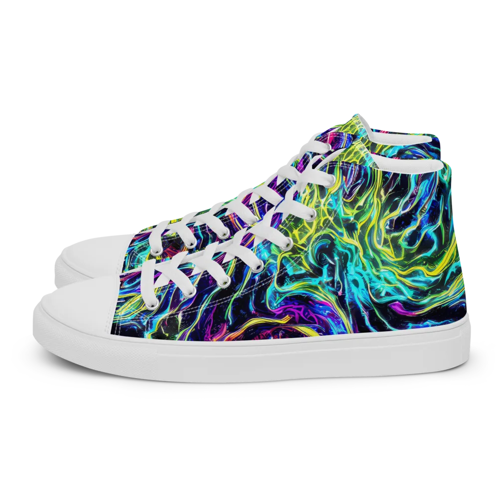 Prismatic Wildfire on Men's High Top Canvas Shoes — Left