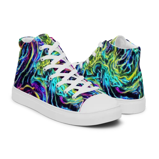 Prismatic Wildfire on a Men's High Top Canvas Shoes