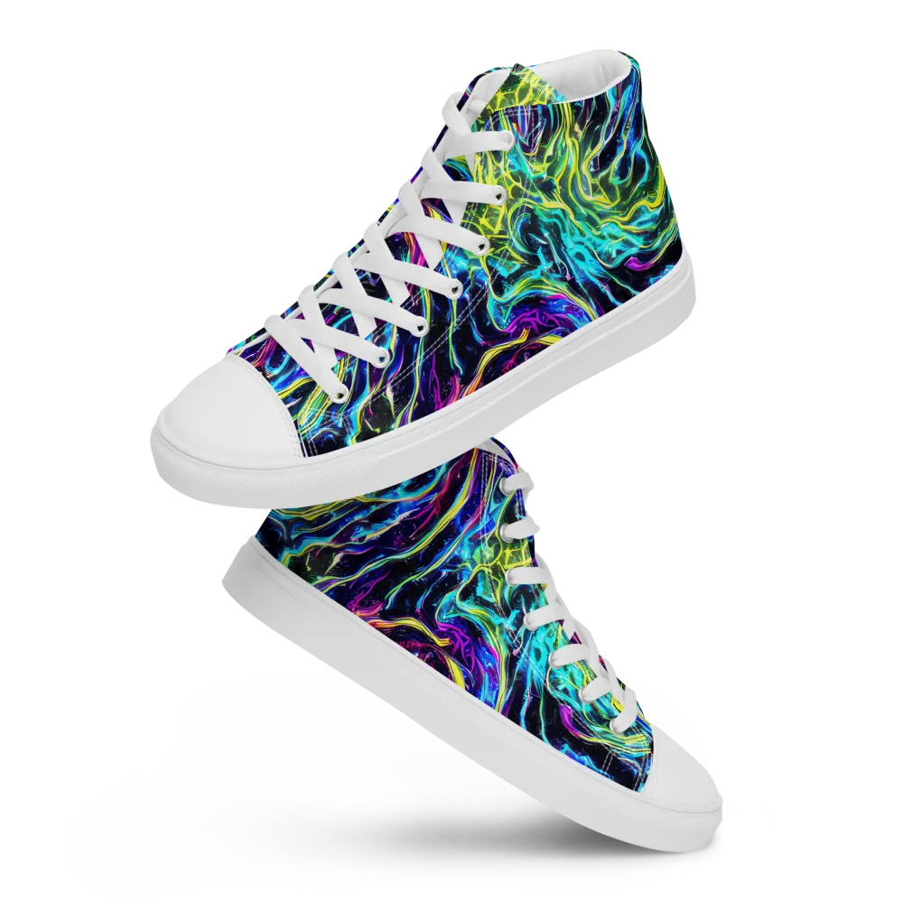 Prismatic Wildfire on Men's High Top Canvas Shoes — Front
