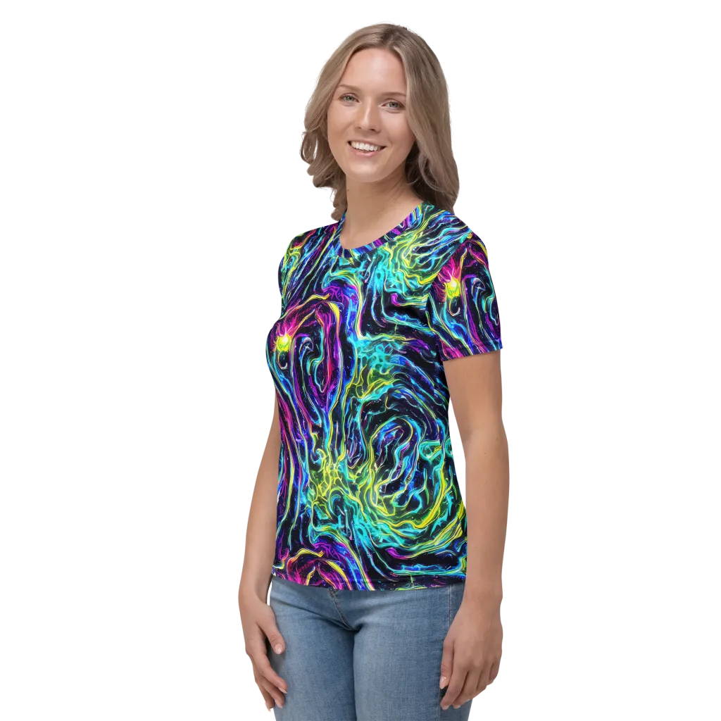 Prismatic Wildfire on Women's Crew Neck T-Shirt — Left