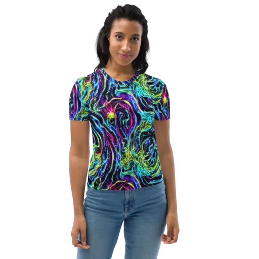 Prismatic Wildfire on a Women's Crew Neck T-Shirt