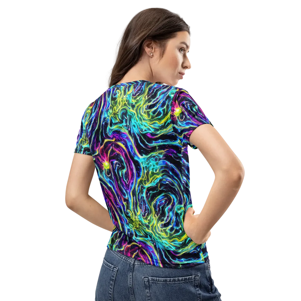 Prismatic Wildfire on Women's Crew Neck T-Shirt — Back