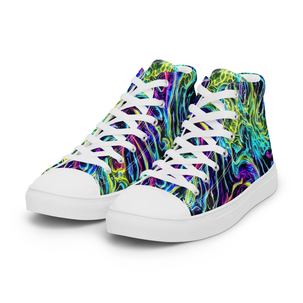 Prismatic Wildfire on Women's High Top Canvas Shoes — Left Front
