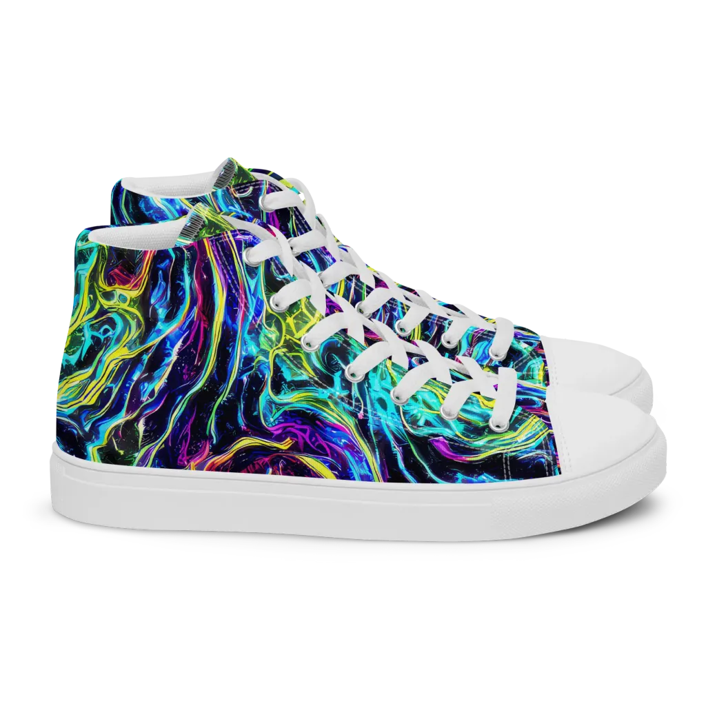 Prismatic Wildfire on Women's High Top Canvas Shoes — Right