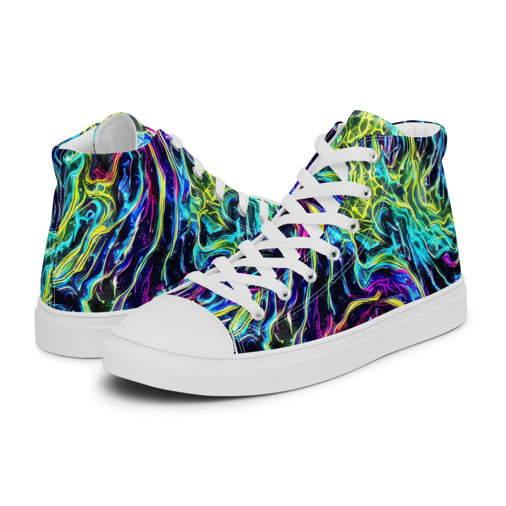 Prismatic Wildfire on Women's High Top Canvas Shoes — Left