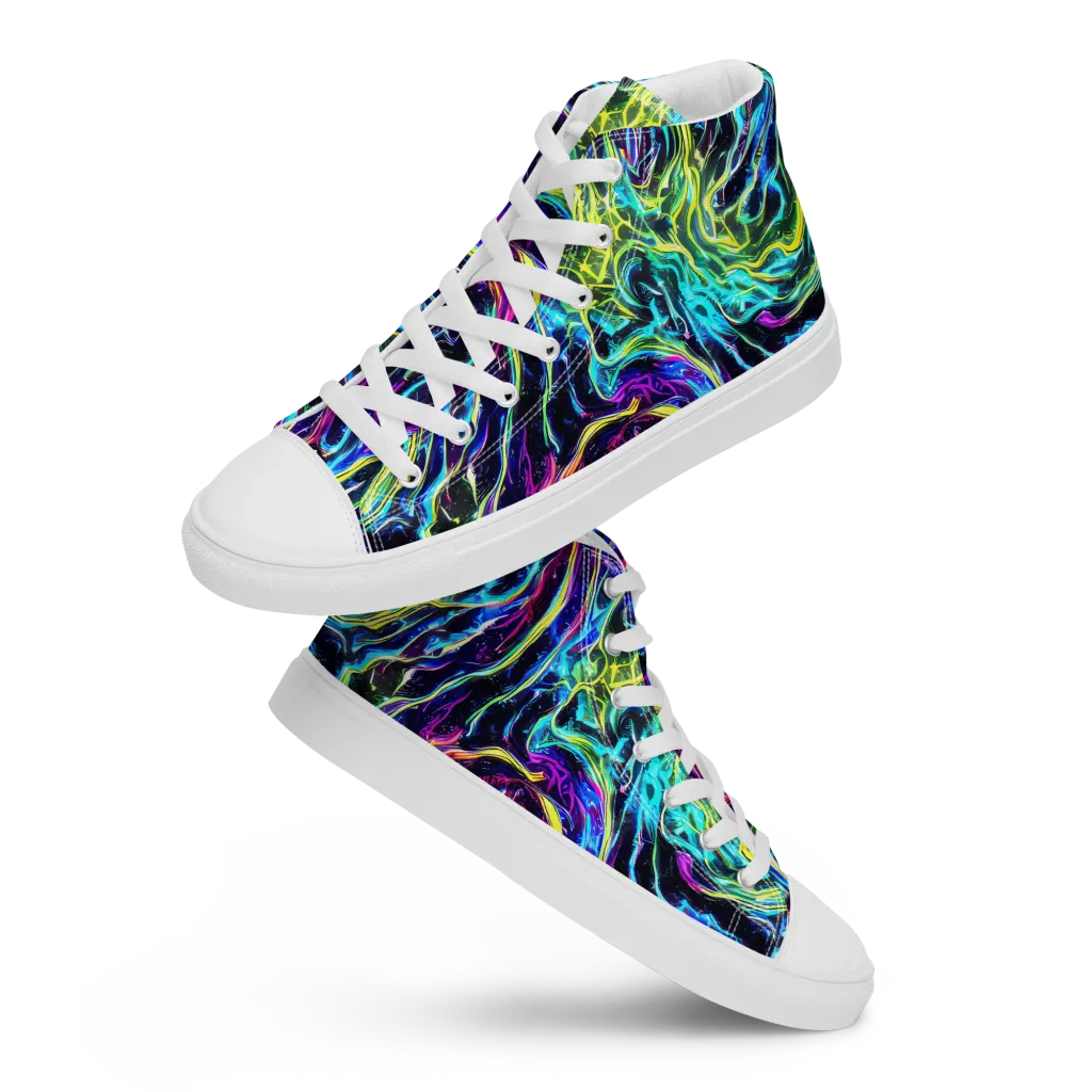 Prismatic Wildfire on Women's High Top Canvas Shoes — Front