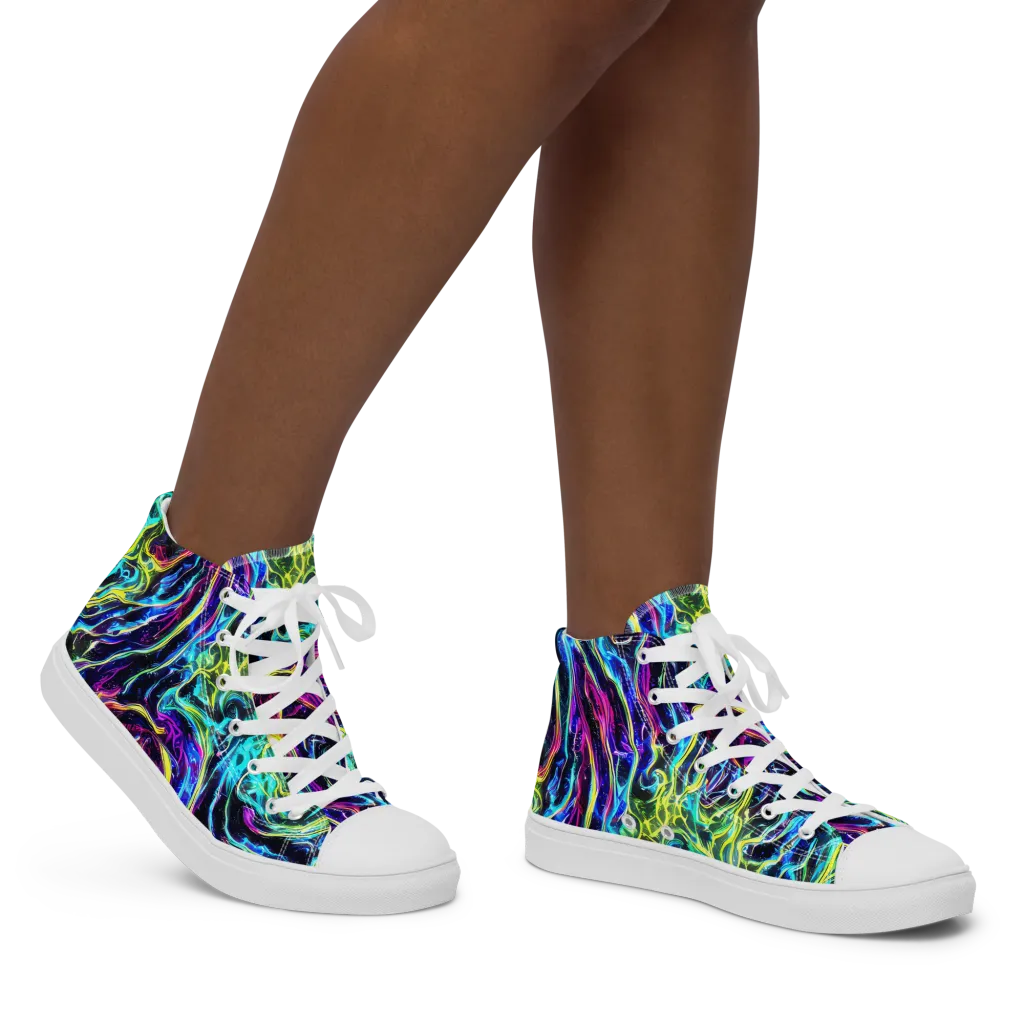 Prismatic Wildfire on Women's High Top Canvas Shoes — Right