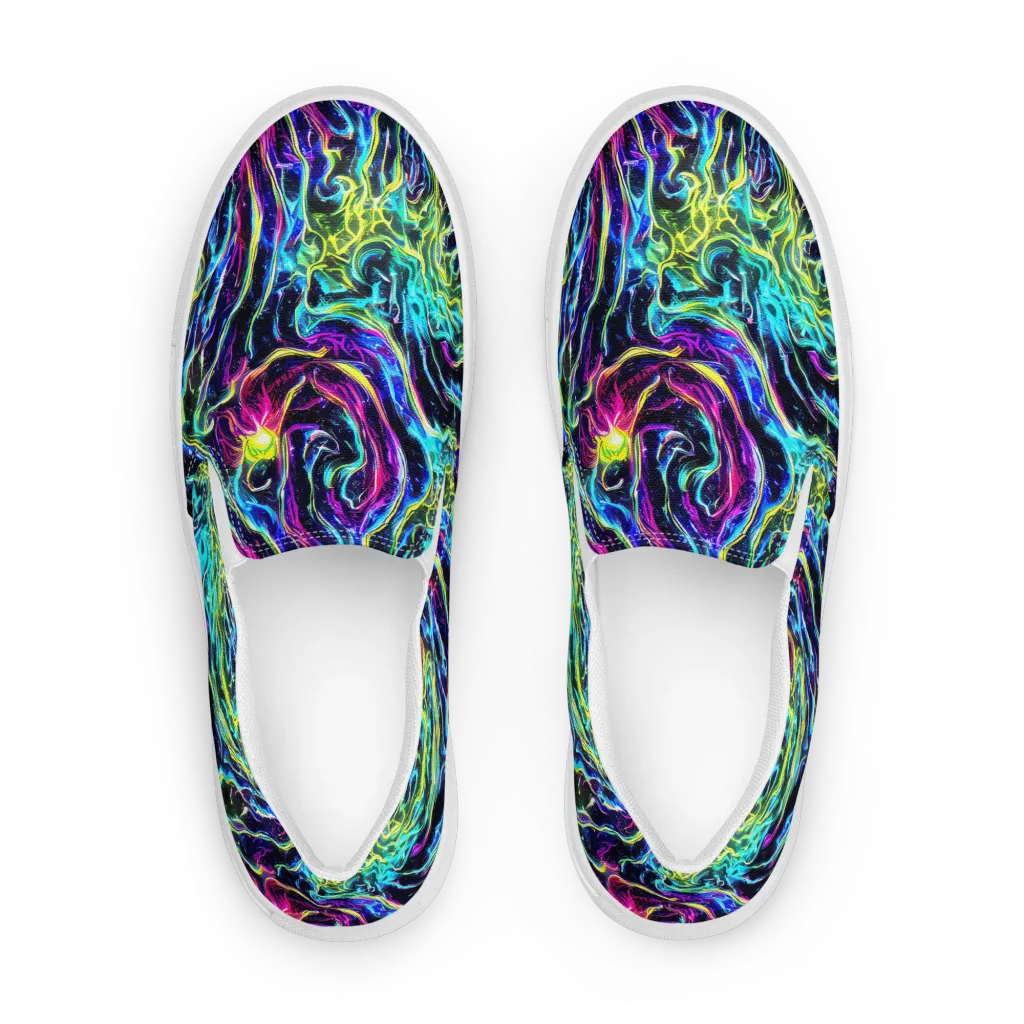 Prismatic Wildfire on Men's Slip-On Canvas Shoes — Front