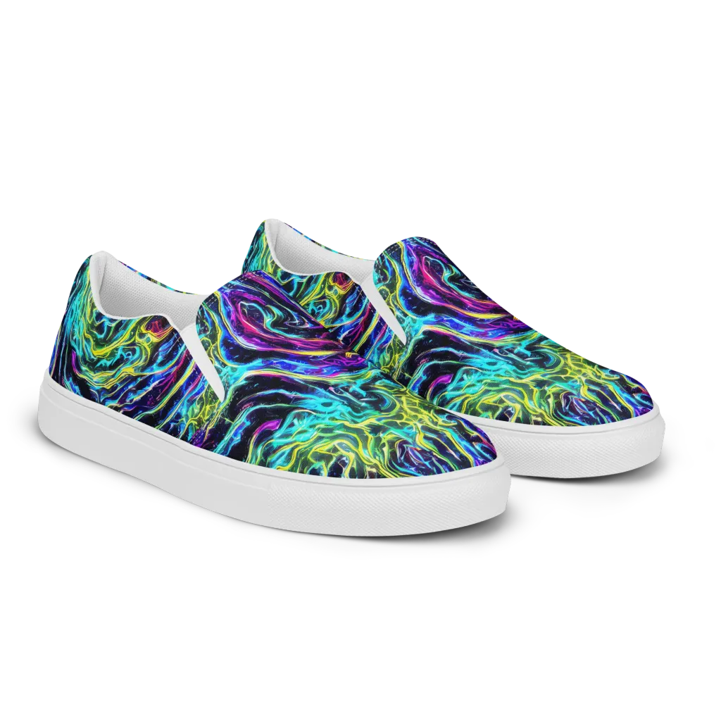 Prismatic Wildfire on Men's Slip-On Canvas Shoes — Right Front