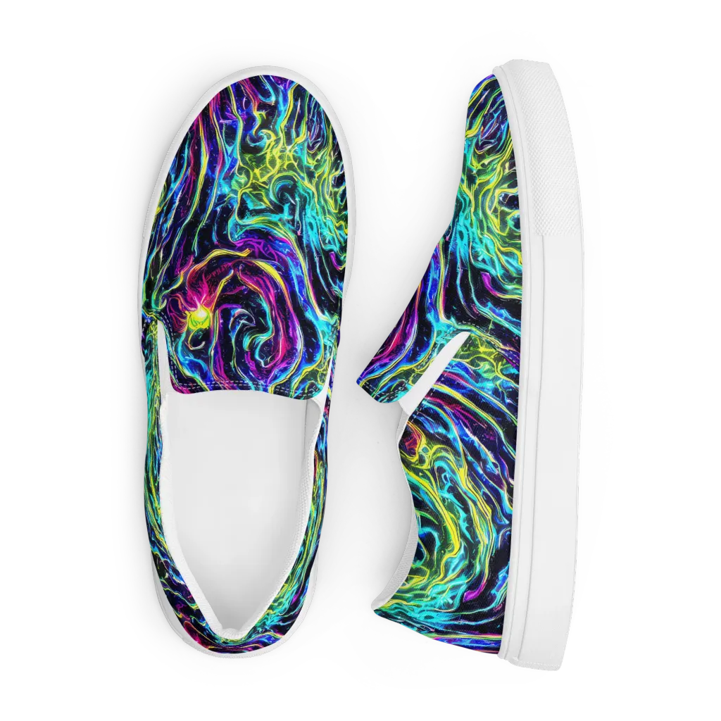Prismatic Wildfire on Men's Slip-On Canvas Shoes — Front