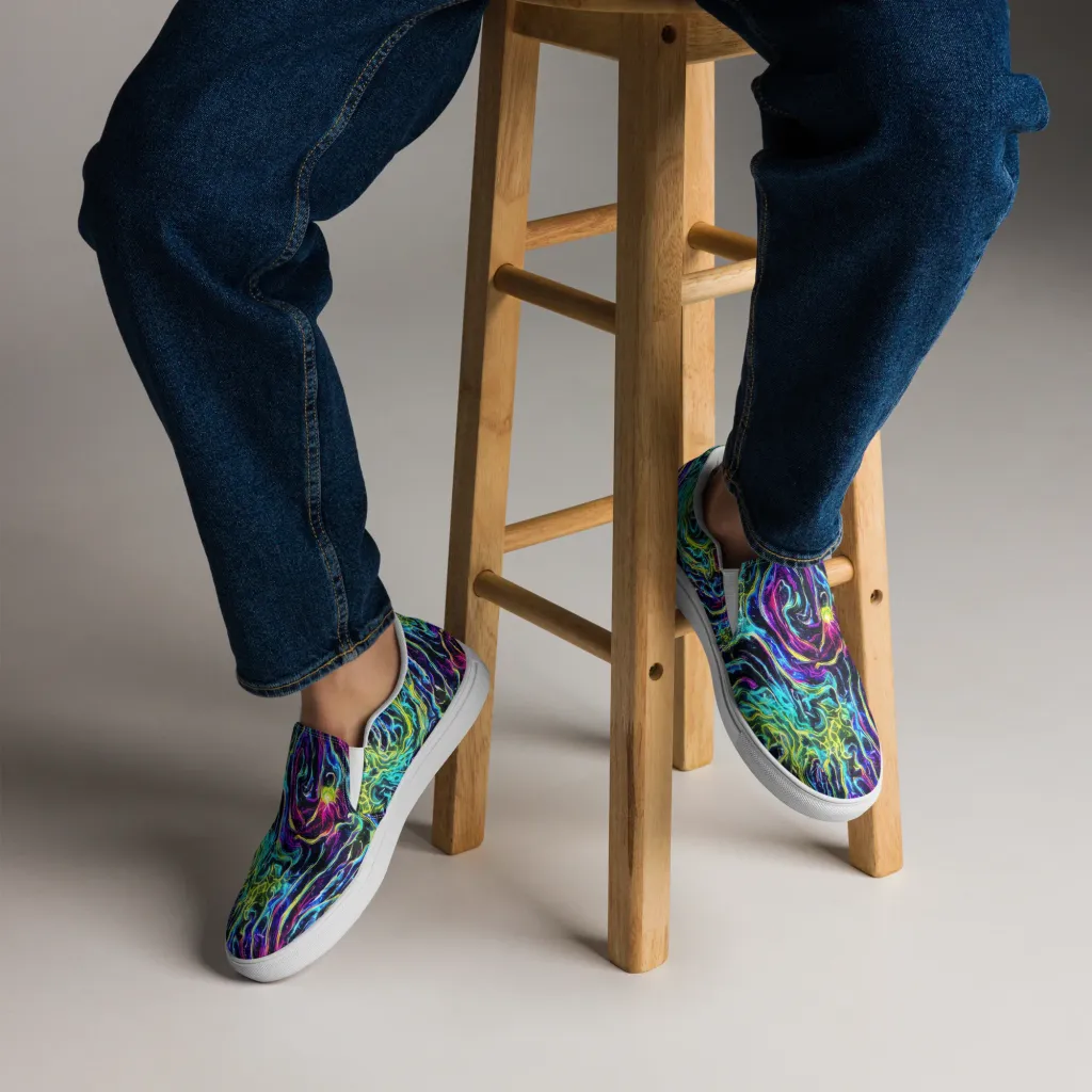 Prismatic Wildfire on Men's Slip-On Canvas Shoes — Front