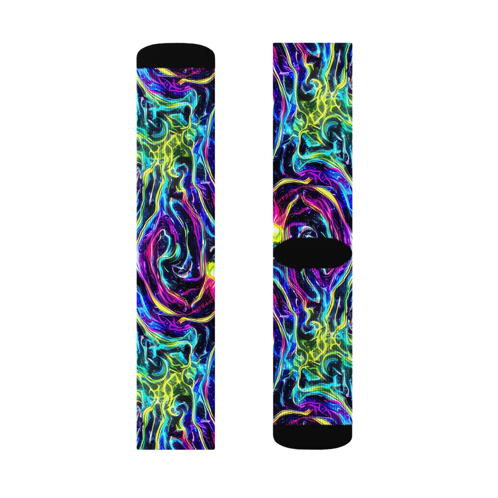 Prismatic Wildfire on Socks — Right Sock