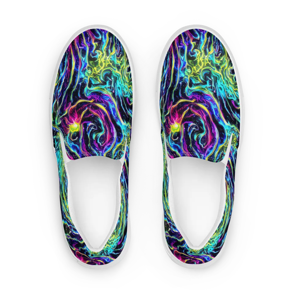 Prismatic Wildfire on Women's Slip-On Canvas Shoes — Front
