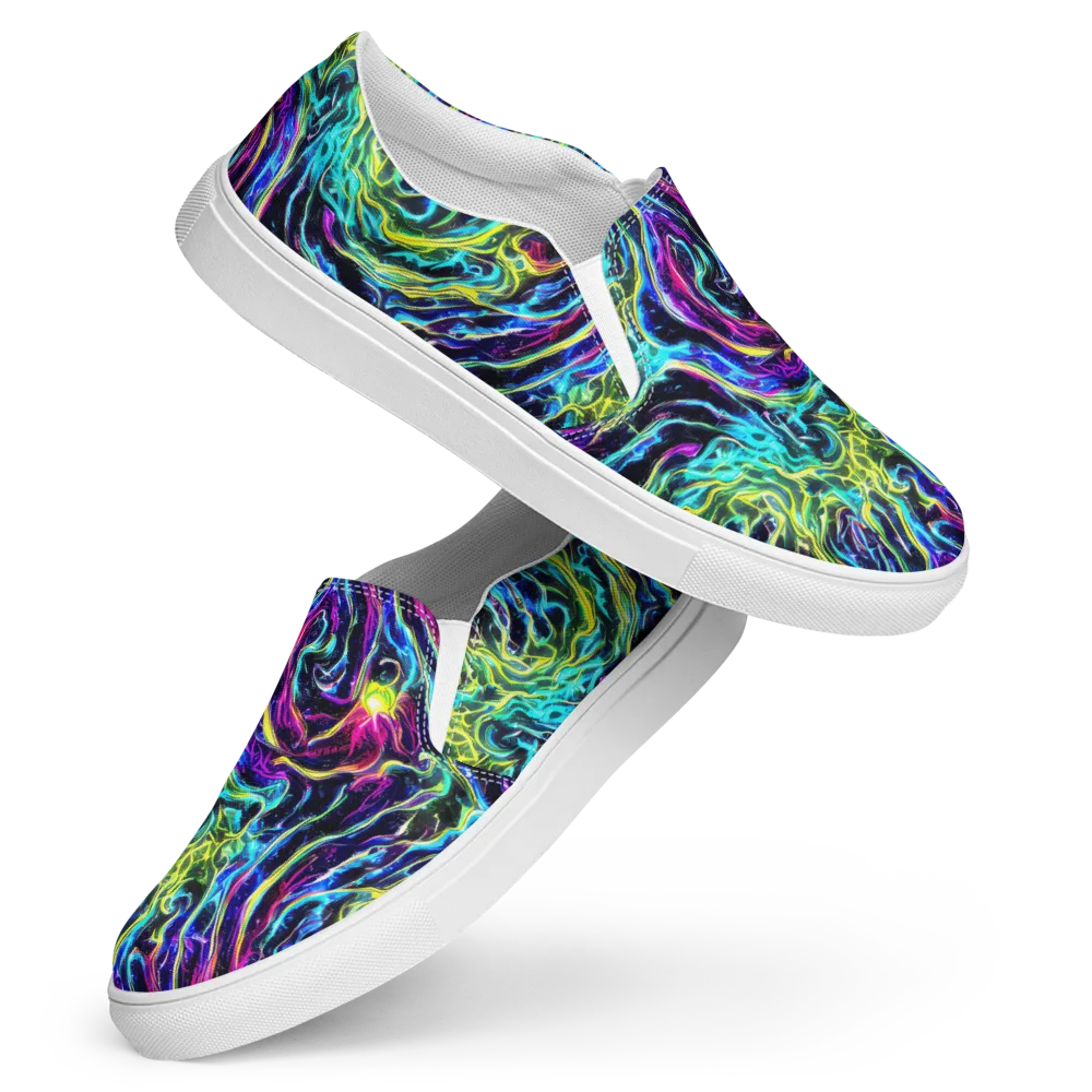 Prismatic Wildfire on Women's Slip-On Canvas Shoes — Front