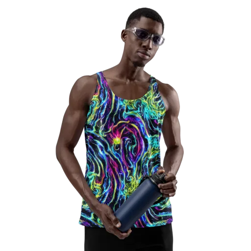 Prismatic Wildfire on a Men's Tank Top