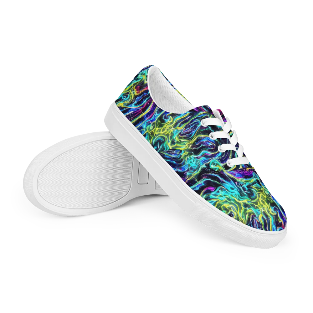 Prismatic Wildfire on Men's Lace-Up Canvas Shoes — Right Front