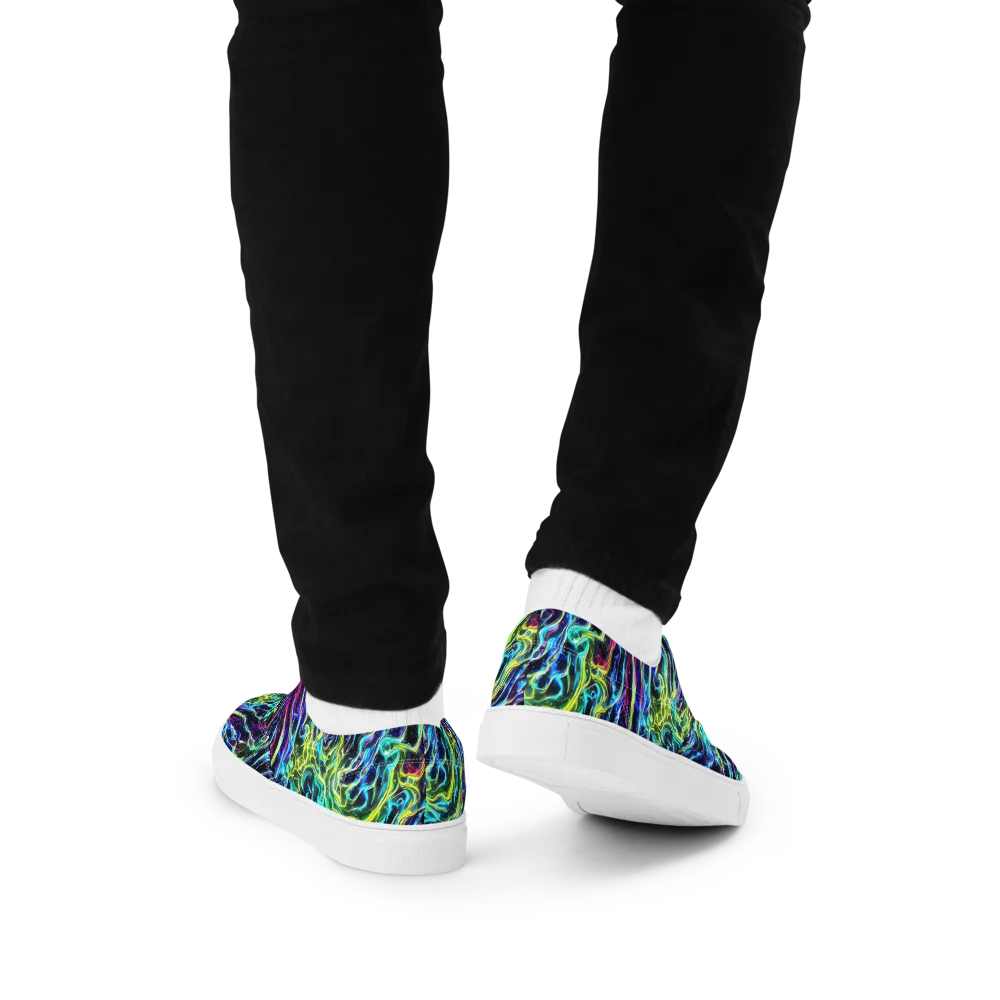 Prismatic Wildfire on Men's Lace-Up Canvas Shoes — Back