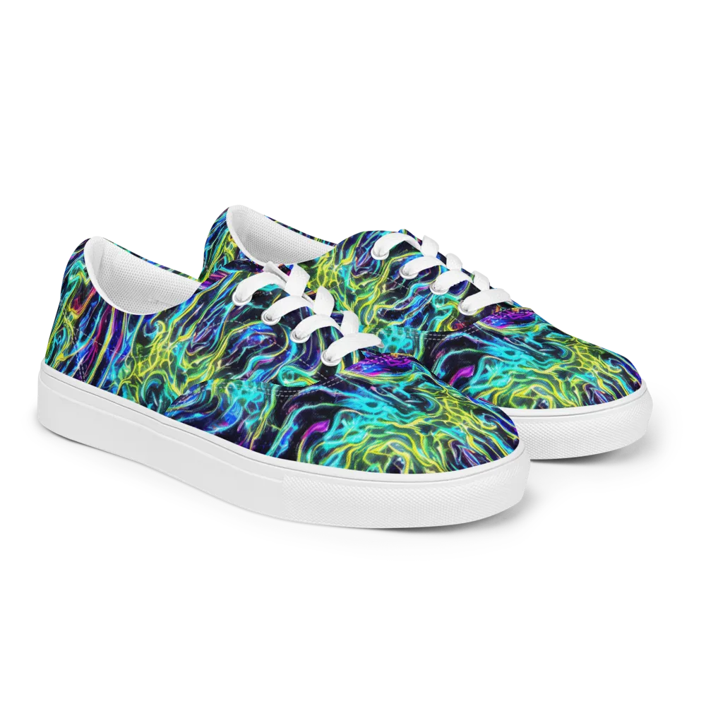 Prismatic Wildfire on Men's Lace-Up Canvas Shoes — Right Front