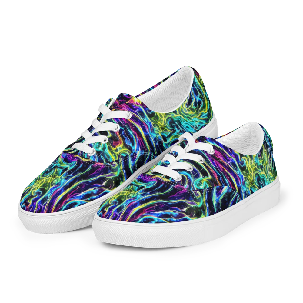Prismatic Wildfire on Men's Lace-Up Canvas Shoes — Left Front
