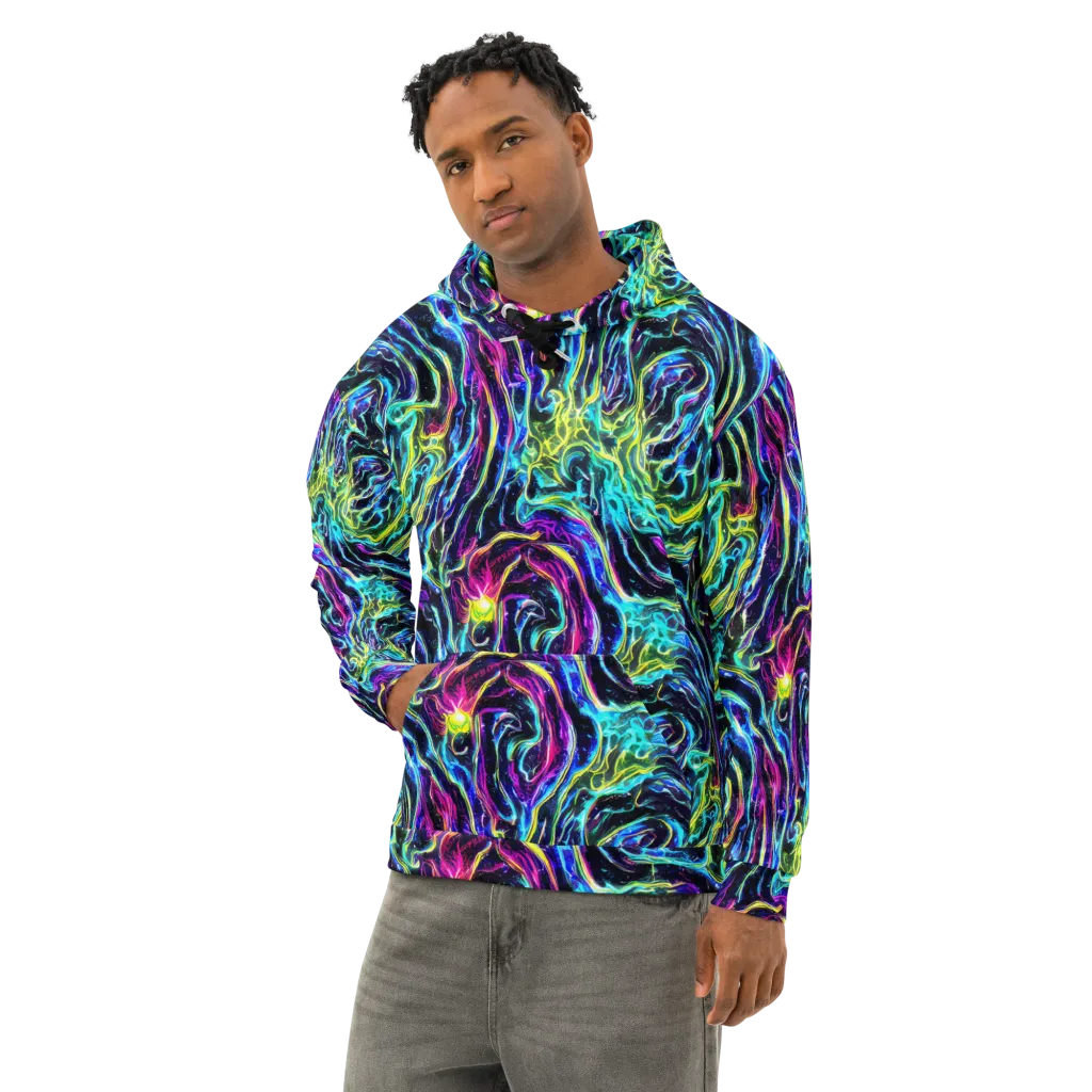 Prismatic Wildfire on Cotton Hoodie — Left Front