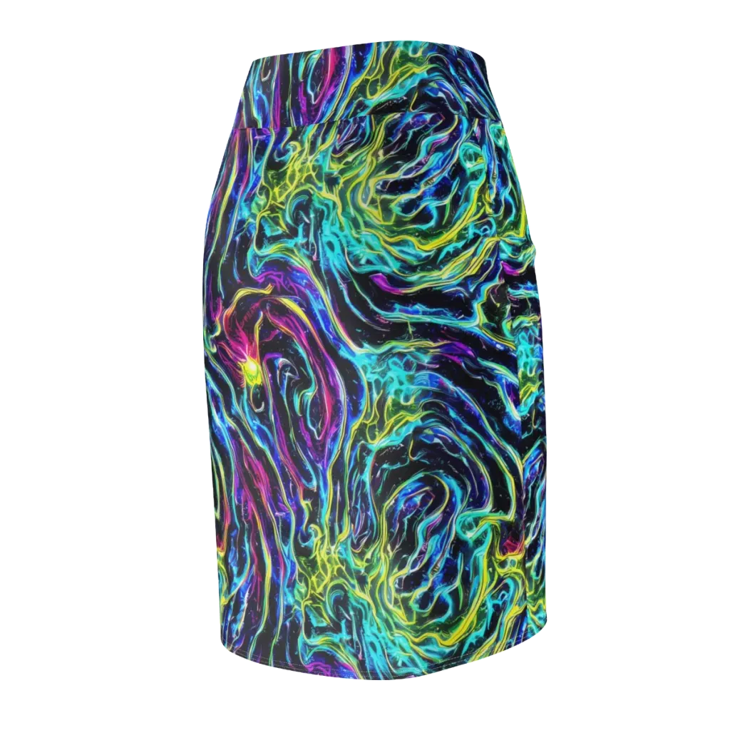 Prismatic Wildfire on Pencil Skirt — Back Side