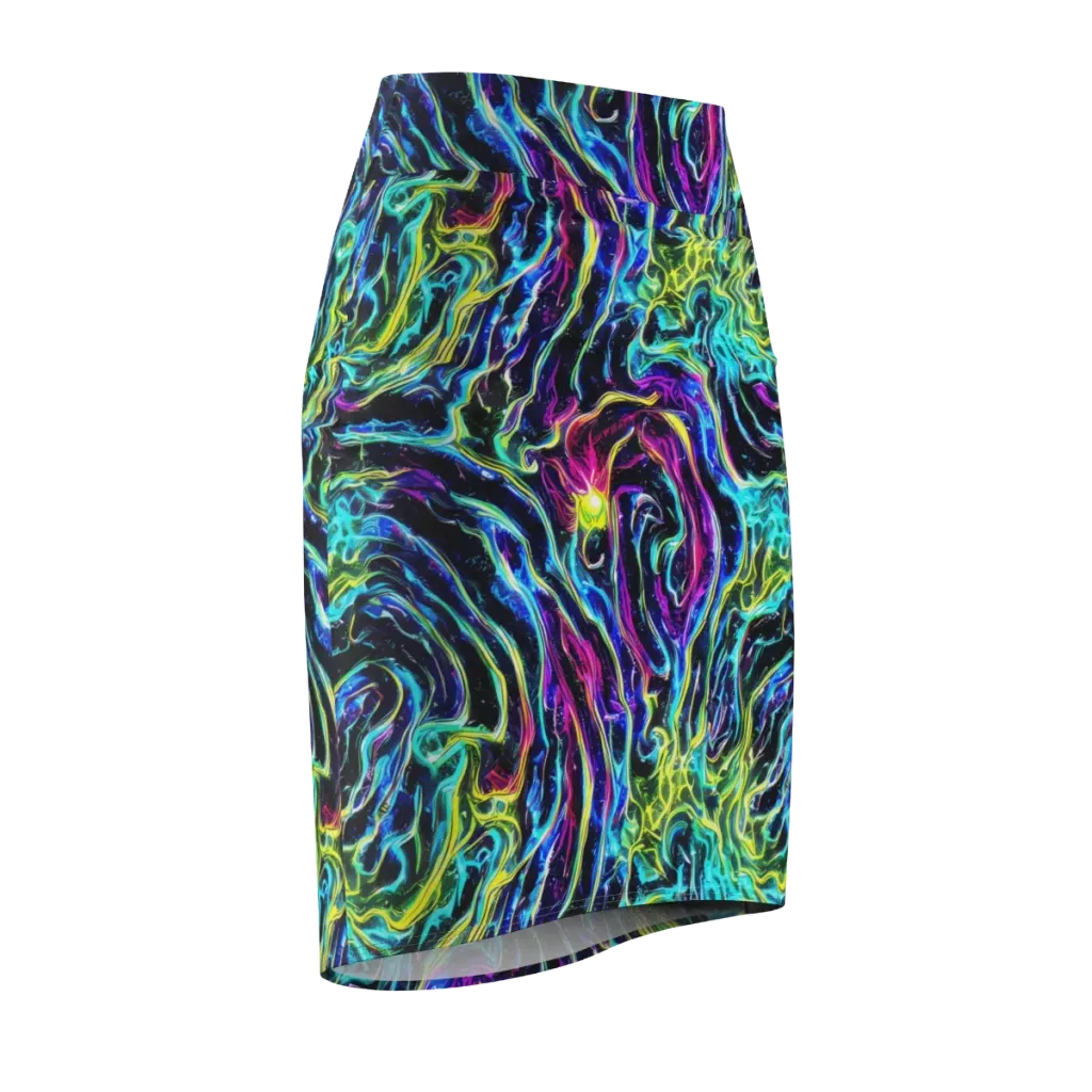 Prismatic Wildfire on Pencil Skirt — Front Side