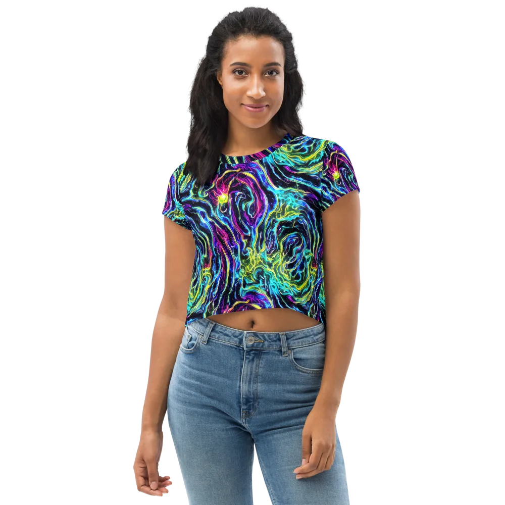 Prismatic Wildfire on Crop Tee — Front