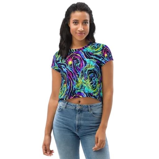 Prismatic Wildfire on a Crop Tee