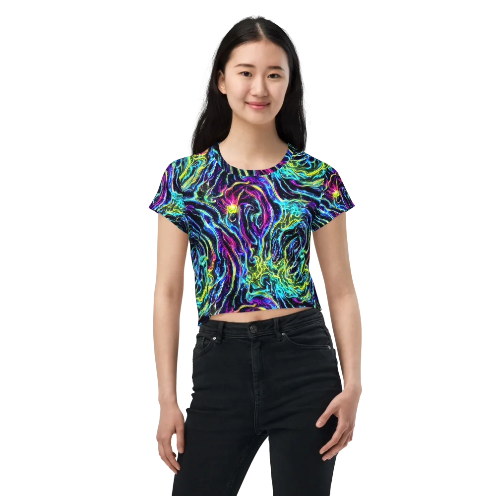 Prismatic Wildfire on Crop Tee — Front
