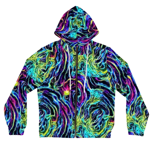 Prismatic Wildfire on a Women's Full-Zip Hoodie