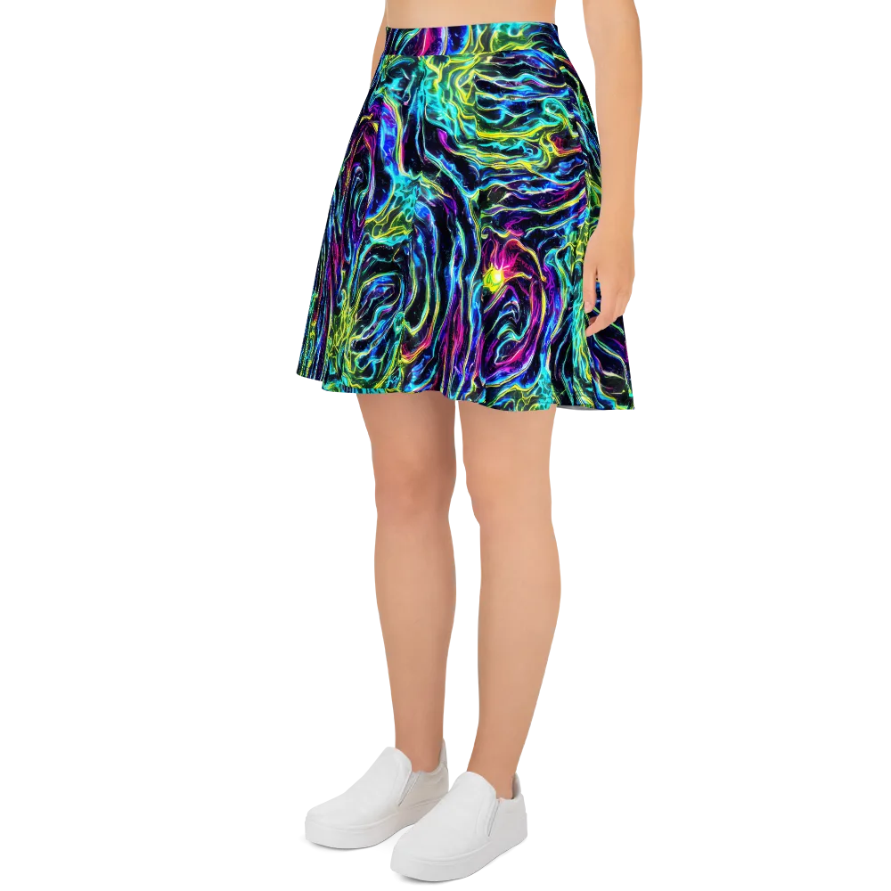 Prismatic Wildfire on Skater Skirt — Left